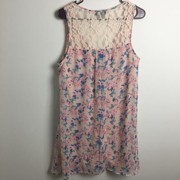 Love Reign Floral Lace Back Mini Dress Pink Large - Picture 10 of 13